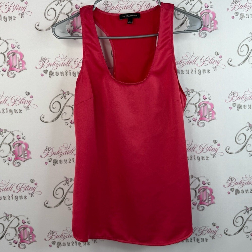 Banana Republic tank top shiny shimmer Vibrant Pink red Tank Top